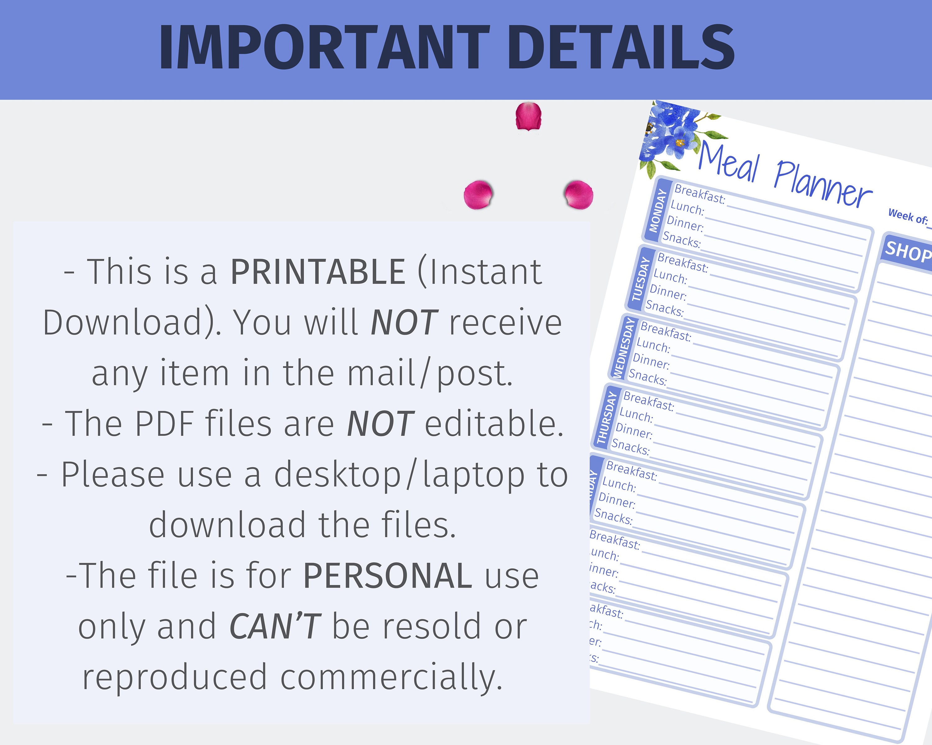 meal planner printable weekly weekly meal planner template