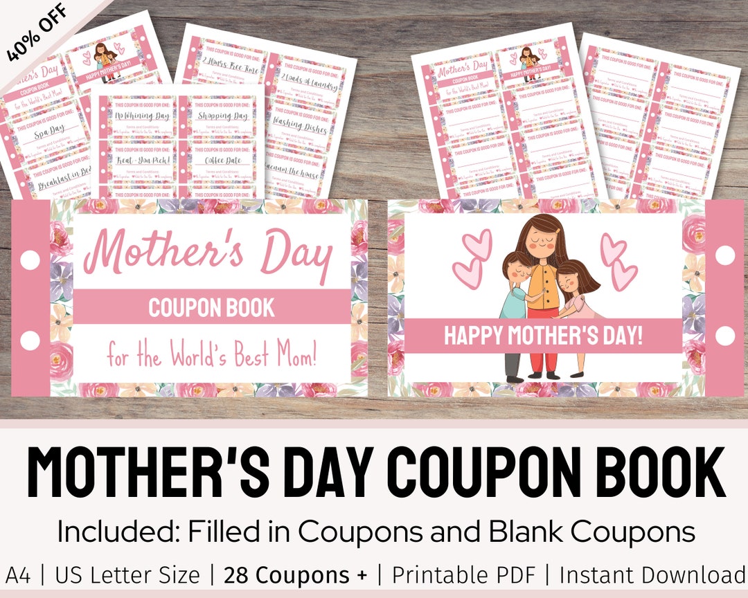 Mother's Day Printable Coupon Book Gift Mother's Day Etsy UK