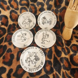 Set of 5 vintage mini plates (4.5&quot; each) with funny sayings.