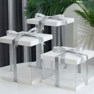 Tall Cake Boxes | Clear Cake Box | Gift Boxes | Cake Boxes in Canada | Ribbon Included!