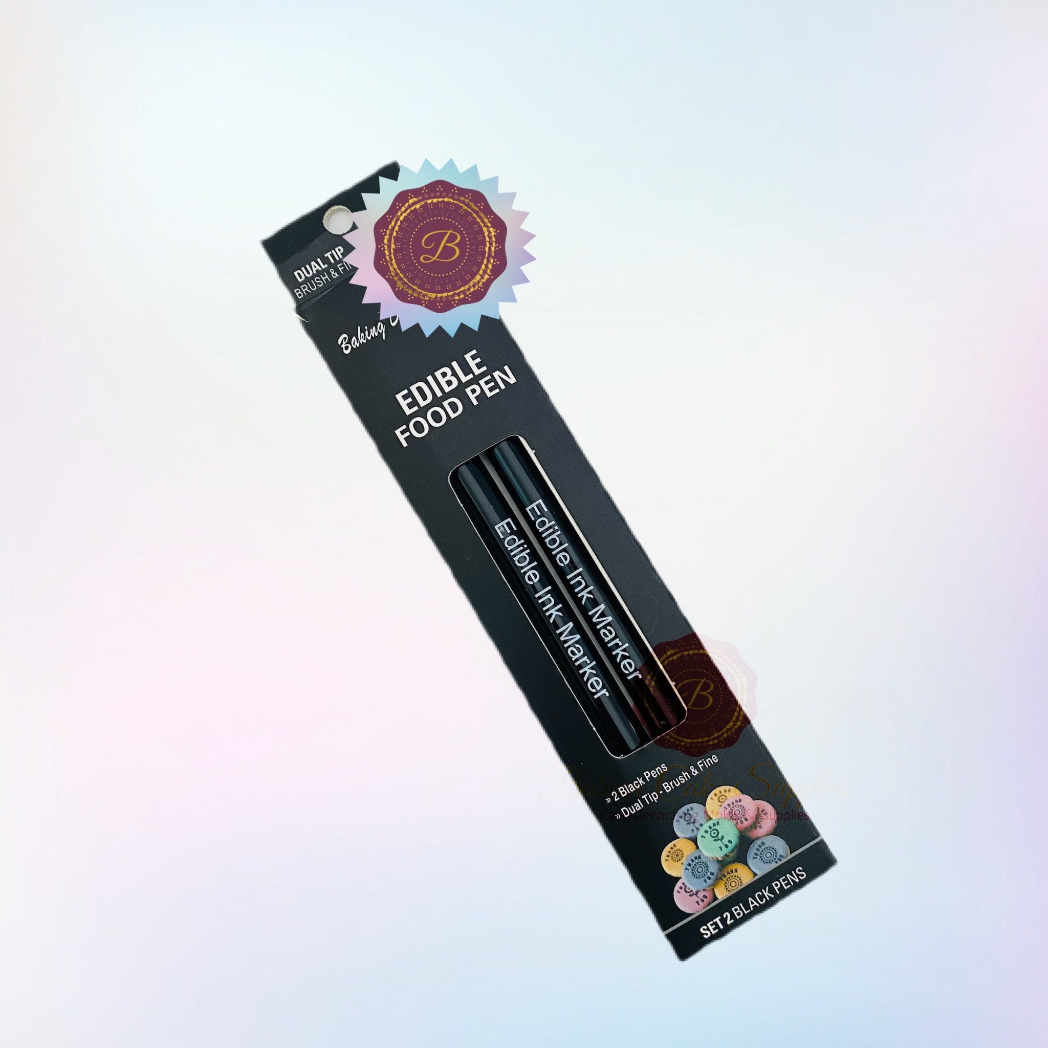 Bakerpan Food Coloring Markers, Fine Tip Edible Markers For Cookie Decorating, Edible Black Ink Pen - Set Of 3 (Made In USA
