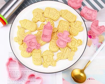 Baby Shower cookie cutters & Stamp set ,Baby bottle cutter, Cute baby Cookie Cutters ,Baby shower Decoration, Baby molds,Baby cookie Cutters
