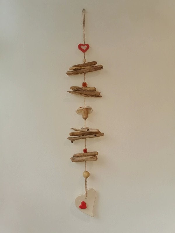 Guirlande Mobile, Bois Flotté Coeur