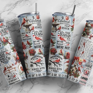 Cardinal Tumbler Wrap, Winter Cardinal 20oz Skinny Tumbler Sublimation Design, Digital Download, Cardinals Appear, Winter Cardinal PNG File