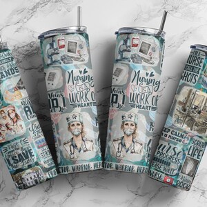 Nurse 20oz Skinny Tumbler Sublimation Design, Seamless Pattern, Digital Download, Nurse Quotes Tumbler PNG, Nurse Sublimation, Nurse Wrap