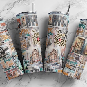 New York City 20oz Skinny Tumbler Sublimation Design, Seamless Pattern, Digital Download, New York Tumbler PNG, New York Sublimation Design