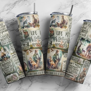 Hunting Quotes 20oz Skinny Tumbler Sublimation Design, Seamless Pattern, Digital Download, Hunting Tumbler Wrap PNG, Hunting Sublimation