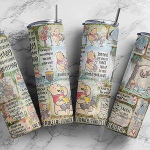 Classic Winnie The Pooh Skinny Tumbler, Tumbler Template Sublimation Designs Downloads, 20 oz Skinny Tumbler , Digital PNG tumblers, #STD