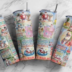 Christmas In July 20oz Skinny Tumbler Sublimation Design, Seamless Pattern, Digital Download, Christmas In July PNG, Summer Sublimation Wrap