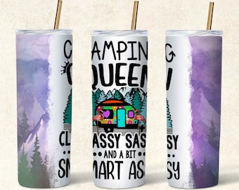 Camping Queen 20oz Skinny Tumbler Sublimation Design, Camper Tumbler Png, Camp PNG ,Camping Sublimation, Digital Download, Straight/Tapered