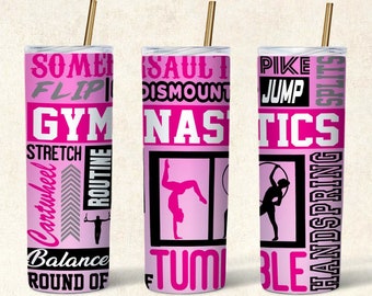 Gymnastics Tumbler Sublimation Design, Skinny Tumbler Wrap (Digital Download)