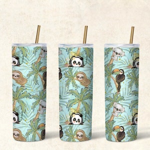 Lindos animales 20oz Flaco Vaso Sublimación Diseño-Plantilla recta y cónica-Descarga digital-Panda Tumbler PNG, Koala, Sloth Tumbler