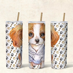 Cavalier King Charles Spaniel 20oz Sublimation Skinny Tumbler, Dog Tumbler Wrap, Dog Sublimation File, PNG Tumblers, Straight & Tapered