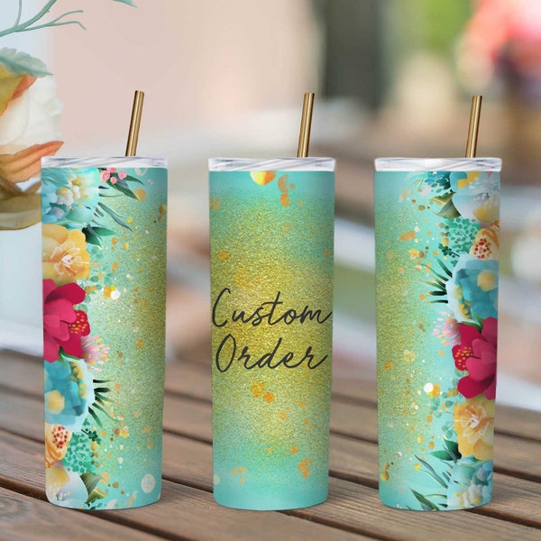 Custom 20oz Sublimation Skinny Tumbler, Custom Order Tumbler Wrap, Sublimation File, PNG Tumblers, Straight & Tapered