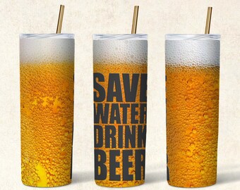 Beer Tumbler Sublimation Design, 20 oz Skinny Tumbler (Digital Download)
