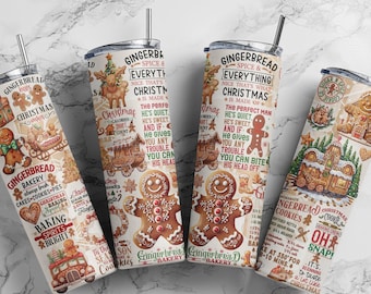 Gingerbread 20 oz Skinny Tumbler Sublimation Design, Seamless Pattern, Digital Download, Gingerbread Tumbler Design, Gingerbread PNG Wrap