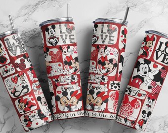 Valentine Mouse 20 oz Skinny Tumbler Sublimation Design-Straight & Tapered Template-Digital Download-Mickey Tumbler Design, Valentine PNG