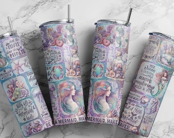 Mermaid 20oz Tumbler Sublimation Design, Seamless Pattern (Digital Download)