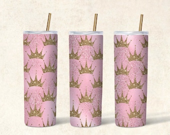 20 oz Skinny Tumbler Sublimation Design-Golden Crown Straight & Tapered Design-Digital Download-Commercial Use-Sublimation Design Template