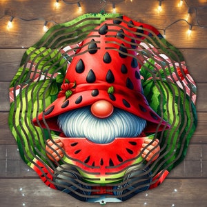 Watermelon Gnome Wind Spinner Sublimacja Projektu, Natychmiastowe Pobieranie, PNG, Watermelon Gnome Wind Spinner Szablon, Fruit Gnome Wind Spinner
