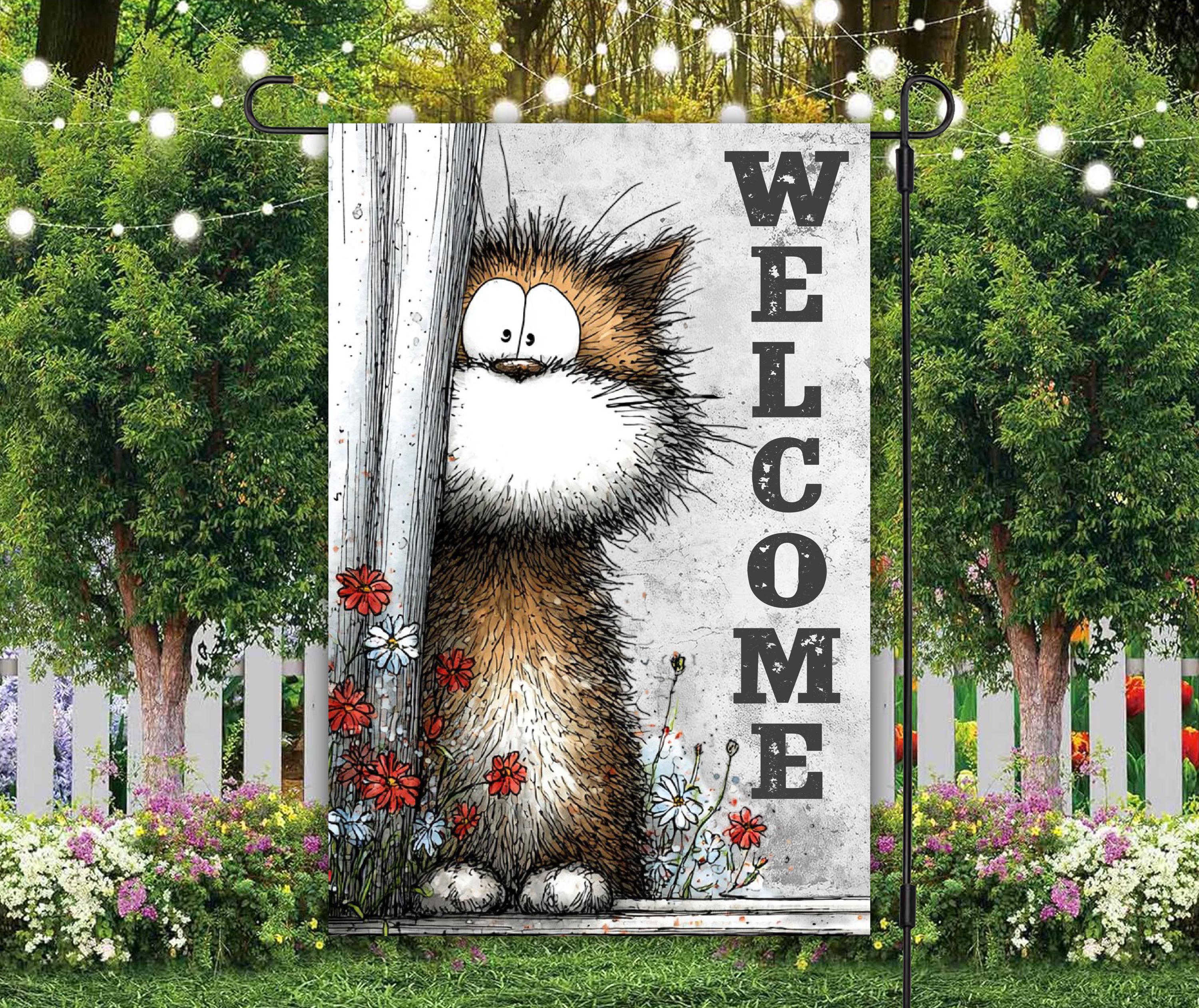 Cat Welcome Garden Flag Sublimation Design, Animal Welcome Sign PNG ...
