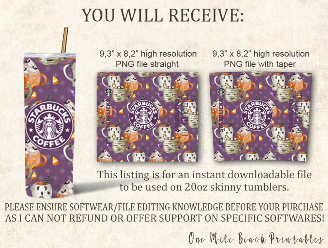 Starbucks Halloween 20oz Sublimation Skinny Tumbler Starbucks Etsy