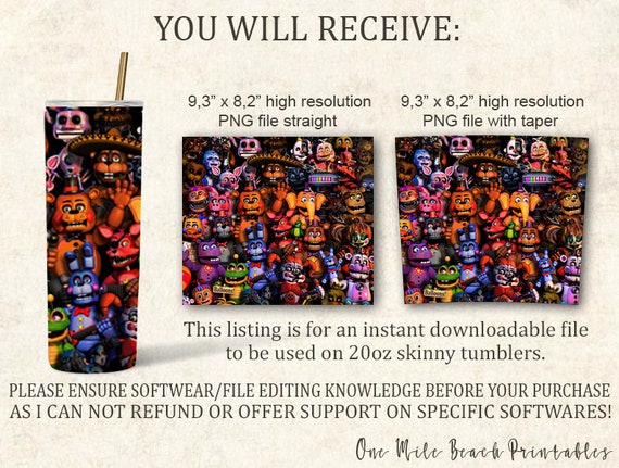 Five Nights At Freddy's 20oz Skinny Tumbler Wrap Png, Five Nights At F –  Drabundlesvg