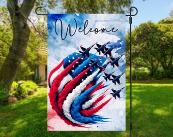 Fighter Jets Patriotic Garden Flag, 4th of July, Red White Blue (Digital Download)