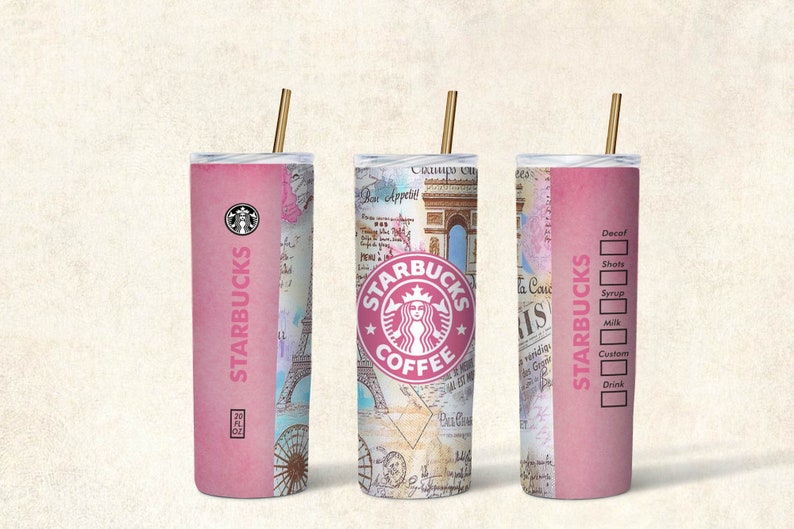 Starbucks Paris 20oz Sublimation Skinny Tumbler Starbucks Etsy