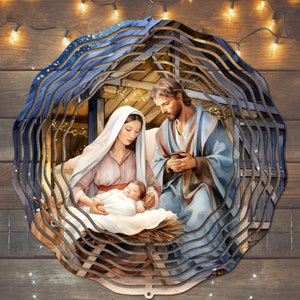Christmas Nativity Wind Spinner, Nativity Wind Spinner Sublimation Design, Instant Download, PNG File, Nativity Scene Wind Spinner Template