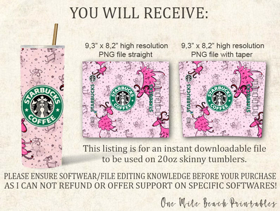 Starbucks Happy Goats 20oz Sublimation Skinny Tumbler Etsy