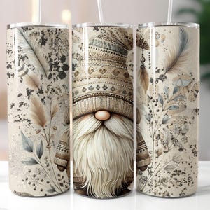 Boho Gnome 20oz Skinny Tumbler Sublimation Design, Rustic Boho Gnome Tumbler Wrap, PNG, Gnome Tumbler Print Template, Digital Download