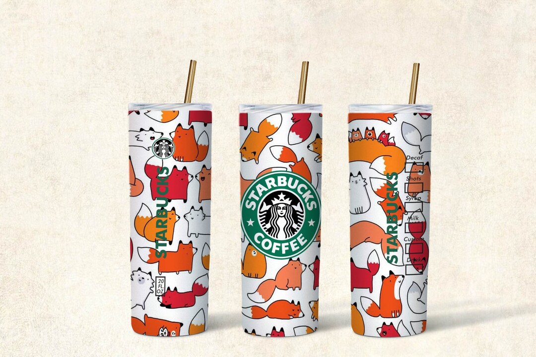 Starbucks Foxes 20oz Sublimation Skinny Tumbler Starbucks Etsy
