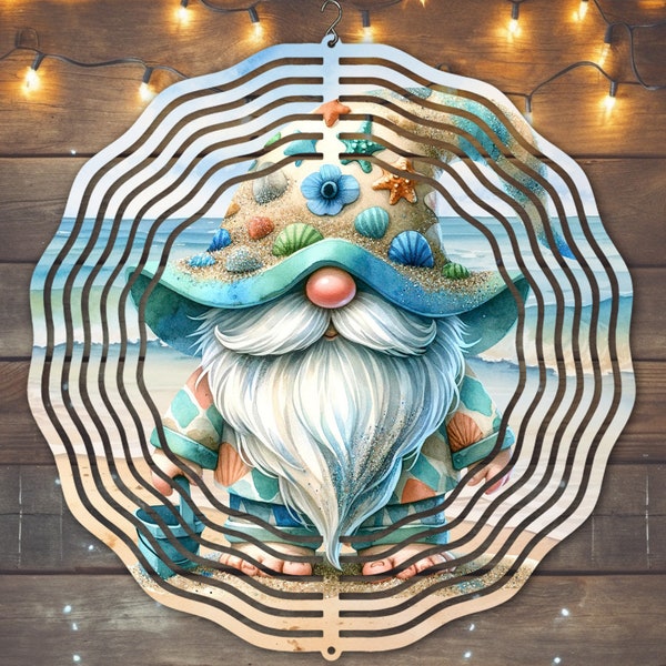 Beach Gnome Wind Spinner Sublimation Design, Instant Download, PNG, Beach Gnome Wind Spinner Template, Gnome Wind Spinner, Gnome Template