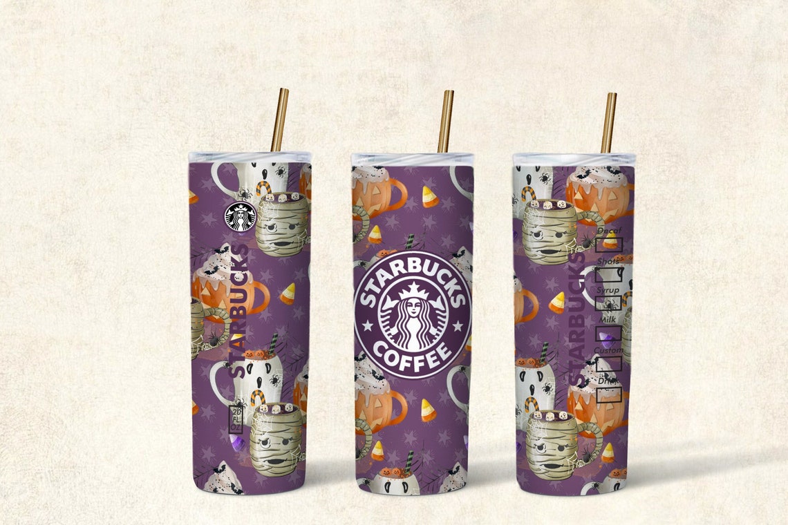 Starbucks Halloween 20oz Sublimation Skinny Tumbler Starbucks Etsy