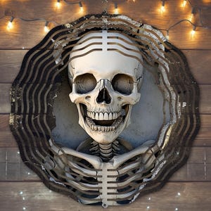Halloween Wind Spinner Sublimationsdesign, sofortiger Download, Schädel Wind Spinner Vorlage, Halloween Skelett Wind Spinner, Skelett PNG