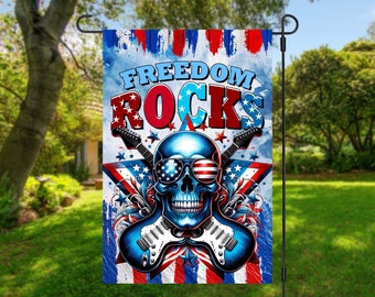American Skull Garden Flag, 4th of July Sublimation Design (PNG File)