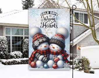 Snowman Couple Garden Flag, Winter Christmas Decor (Digital Download)