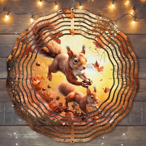 Autumn Squirrel Wind Spinner Sublimation Design, Instant Download, PNG, Squirrel Wind Spinner Template, Autumn Wind Spinner, Cute Squirrel