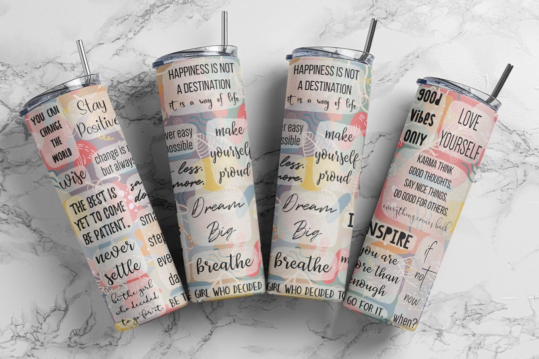 Inspirational Quotes 20oz Skinny Tumbler Sublimation Design, Seamless ...
