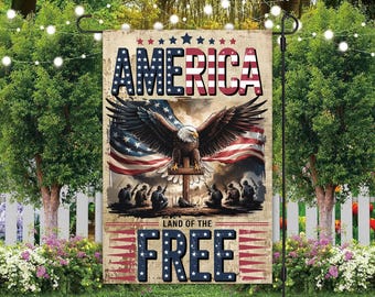 Land Of The Free 12x18 Garden Flag Sublimation Design, Instant Download, Patriotic Garden Flag PNG, 4th Of July Flag Template, USA Flag