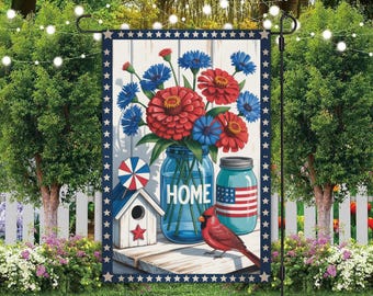 Patriotic Home 12x18 Garden Flag Sublimation Design, Instant Download, PNG, 4th Of July Garden Flag, Independence Day Bird Garden Flag PNG