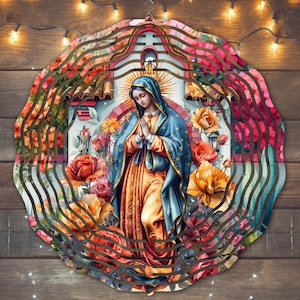 Virgen de Guadalupe Wind Spinner, Nuestra Señora de Guadalupe Wind Spinner Diseño de Sublimación, Descarga Instantánea, PNG, Virgen De Guadalupe PNG