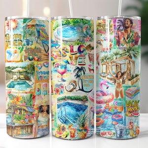Summer Pool 20oz Skinny Tumbler Sublimation Design, Digital Download, Summer Pool Tumbler PNG, Summer Sublimation Tumbler Wrap, Summer Wrap