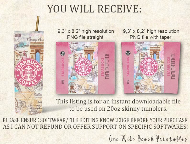Starbucks Paris 20oz Sublimation Skinny Tumbler Starbucks Etsy