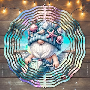 Plażowa syrenka krasnal w hamaku wiatraczek sublimacja projekt, natychmiastowe pobranie, PNG, szablon wiatraczka syrenka krasnal, Gnome Spinner