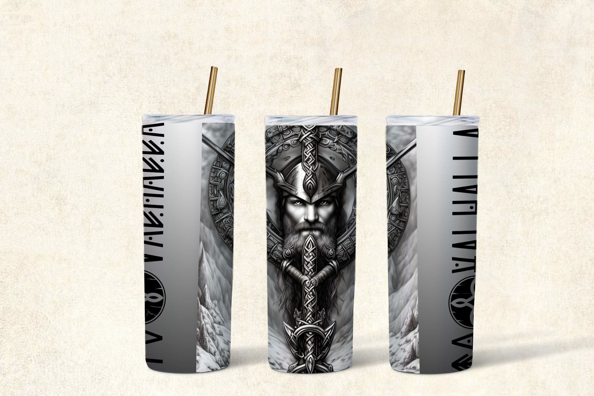 Viking 20oz Skinny Tumbler Sublimation Design-Straight & Tapered-Digital Download-Viking Valhalla Tumbler-Viking Tumbler PNG-Viking Wrap