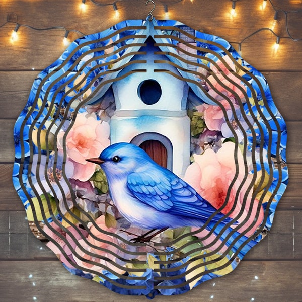 Blue Spring Bird Wind Spinner Sublimation Design, Instant Download, PNG, Blue Bird Wind Spinner Template, Bird Wind Spinner, Bird Spinner