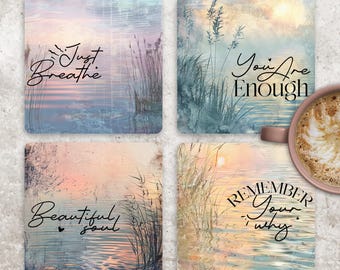 Inspirational Quotes Coaster Sublimation Design, Motivational Coaster Set PNG (Digital Download)