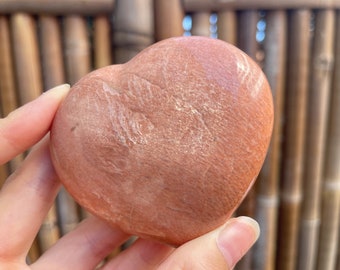 SUPER FLASHY Peach Moonstone Heart